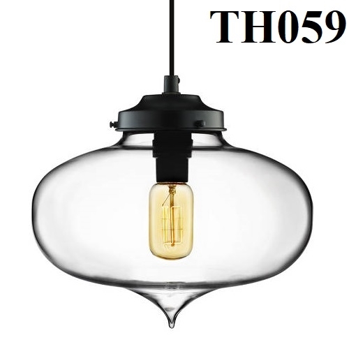 Đèn thả thủy tinh khói TH059, E27 x 1, KT(mm): 280 x 200